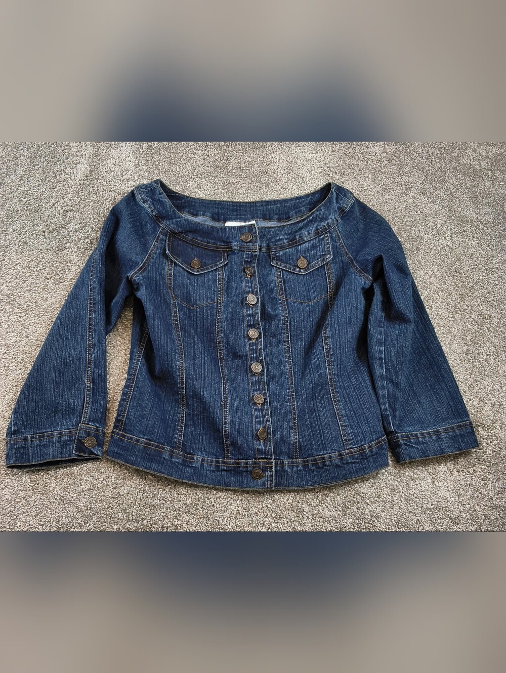 Soft Surroundings Denim Jacket Dark Wash Cropped Size Small